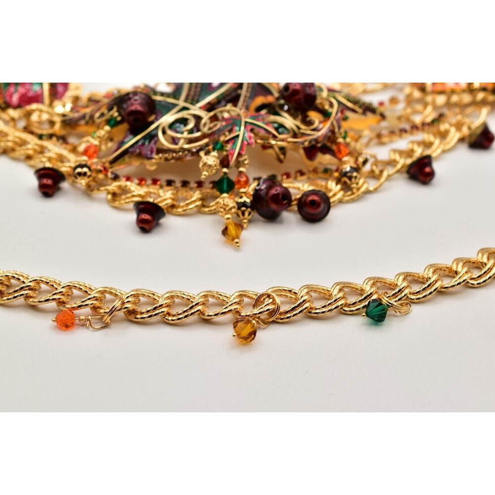 Lunch At The Ritz Autumn Fall Belt Chain Rhinestone Crystal Maple Leaf RARE - Picture 12 of 16